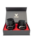 Toro Nero Комплект дамски колан и мъжки колан - естествена кожа - Thick-Smooth - 703973 - Червен/Черен