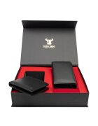 Toro Nero Комплект дамски портфейл и мъжки портфейл естествена кожа - Червен/Черен