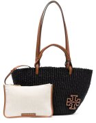 Tory Bruch Дамска чанта - Tory Burch - Ella Straw Small Basket Tote - черна - 38x22x9 см