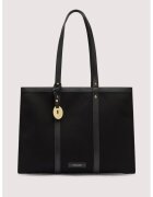 Trussardi Текстилна шопинг чанта Elba с кожа - Черен въглерод/Избеляло черно