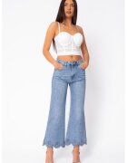 uFIT Еластични дънки с флорална бродерия и камъни Blue 21901