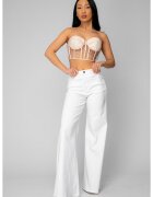 uFIT Разкроени еластични дънкови дънки Off White 20787
