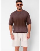 uFIT Тънка плетена блуза с къс ръкав Brown 21257