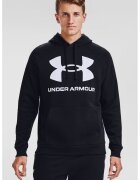Under Armour Фитнес худи Rival с лого и ръкави реглан - Черен/Сив меланж