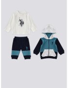 US Polo Assn Худи - блуза и спортен панталон - Ултрамарин синьо/Тъмночервен/Сив меланж