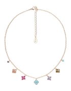 US Polo Assn Колие с кристали и флорални елементи - Златист/Тюркоаз/Лилав