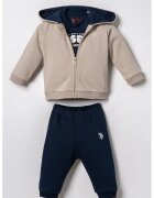 US Polo Assn Комплект от три части - блуза с обло деколте - сучърт с качулка и цип и дълги панталони с еластична талия - U.S. Polo Assn