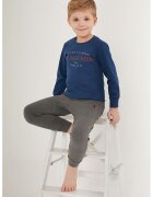 US Polo Assn Памучна пижама с лого - Тъмносин/Меланж тъмно сиво