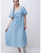 Vero Moda Дълга шпиц рокля - Бял/Жълт/Лавандула