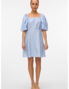 Vero Moda Рокля с бухнали ръкави и десен - Червен/Слонова кост