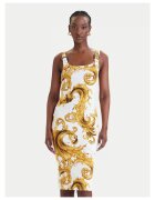 Versace Jeans Couture Рокля памук - жълто-бяла - Бял/Жълт