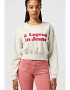 Wrangler Дамска блуза Relaxed Sweatshirt - бежова - с червен надпис - памук с полиестер и вискоза