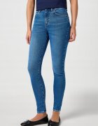 Wrangler Дамски дънки High Skinny с висока талия - тип цигара - сини - памук/еластан