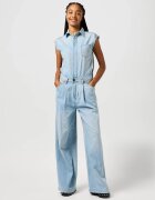Wrangler Гащеризон за жени - Гащеризон панталон - Стандартна кройка - С яка - Къси ръкави - Деним акцент - Копчета - Памук -
