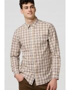 Wrangler Мъжка риза 1 Pocket Poplin Regular Fit - каре бяло - кафяво - тъмносиньо - бежово - памук