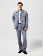 Wrangler Мъжко яке - Anti Fit Jacket - Regular Fit - с яка - с копчета - топло и удобно - дълги ръкави - памук - синьо