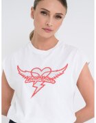 Zadig&Voltaire Памучна тениска с лого - Аленочервен/Мръснобял