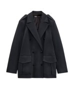 Zara Дамско сако oversize кройка - закопчаване с копчета - полиестер-вискоза-еластан - тъмносиньо