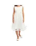 ZOYA Fashion Елегантна рокля Blanche за момичета - бяла - с подвижно цвете и кант от фин тюл - идеална за специални поводи