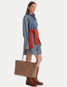 Calvin Klein Дамска чанта Emblem Aop Embossed Suede Tote LV04F3334G