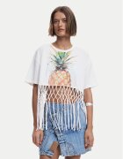 Desigual Тишърт 25SWTKAN Екрю Regular Fit