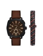 Fossil Комплект часовник и гривна Machine Chronograph FS6102SET Кафяв