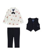Guess Комплект риза елек и текстилен панталон I6BG05 K6216 Тъмносин Regular Fit