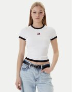 Tommy Jeans Тишърт Badge DW0DW22575 Екрю Slim Fit