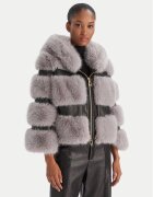 Yes London Кожено палто 031 Сив Regular Fit