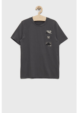Abercrombie & Fitch Детска тениска в сиво с принт - Pepit.bg