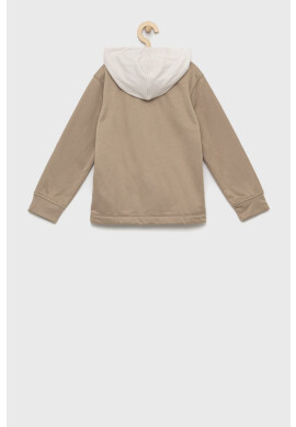 Abercrombie & Fitch Детски суичър в бежово с качулка с изчистен дизайн - Pepit.bg
