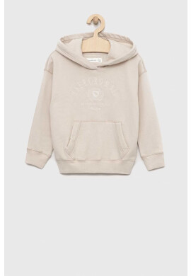 Abercrombie & Fitch Детски суичър в бежово с качулка с апликация - Pepit.bg