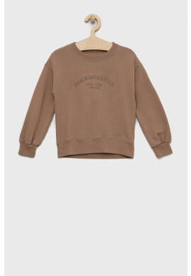 Abercrombie & Fitch Детски суичър в кафяво с изчистен дизайн - Pepit.bg