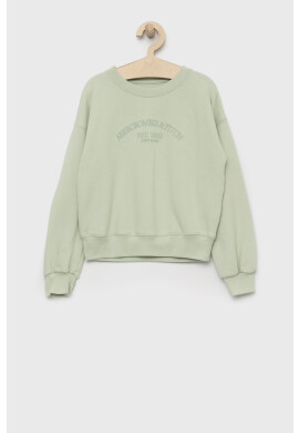 Abercrombie & Fitch Детски суичър в зелено с изчистен дизайн - Pepit.bg