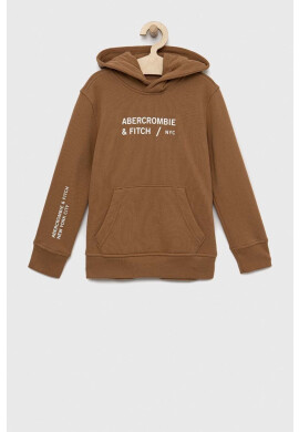 Abercrombie & Fitch Детски суичър в зелено с качулка с изчистен дизайн - Pepit.bg