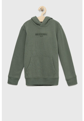 Abercrombie & Fitch Детски суичър в зелено с качулка с апликация - Pepit.bg