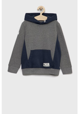Abercrombie & Fitch Детски суичър в сиво с качулка с изчистен дизайн - Pepit.bg