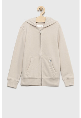 Abercrombie & Fitch Детски суичър в бежово с качулка с изчистен дизайн - Pepit.bg