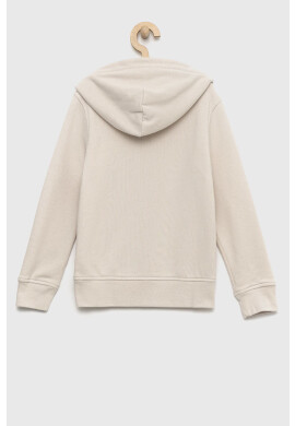 Abercrombie & Fitch Детски суичър в бежово с качулка с изчистен дизайн - Pepit.bg