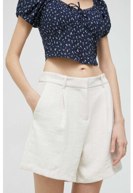 Abercrombie & Fitch Къс панталон в бежово с изчистен дизайн с висока талия - Pepit.bg