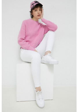 Abercrombie & Fitch Пуловер дамски в розово от топла материя - Pepit.bg
