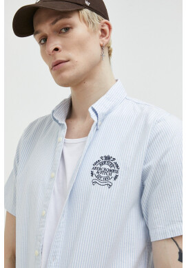 Abercrombie & Fitch Риза мъжка в синьо със стандартна кройка с яка с копче - Pepit.bg