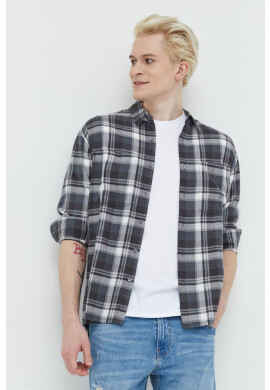 Abercrombie & Fitch Риза мъжка в сиво със свободна кройка с класическа яка - Pepit.bg