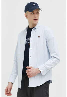 Abercrombie & Fitch Риза мъжка в синьо със стандартна кройка с яка с копче - Pepit.bg