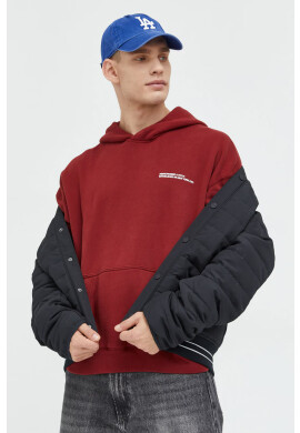 Abercrombie & Fitch Суичър в бордо с качулка с принт - Pepit.bg