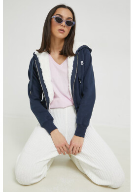Abercrombie & Fitch Суичър в тъмносиньо с качулка с апликация - Pepit.bg
