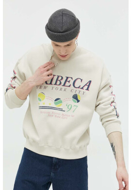 Abercrombie & Fitch Суичър в бежово с принт - Pepit.bg