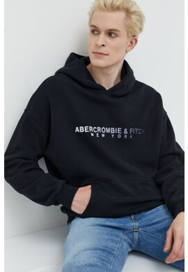 Abercrombie & Fitch Суичър в черно с качулка с изчистен дизайн - Pepit.bg