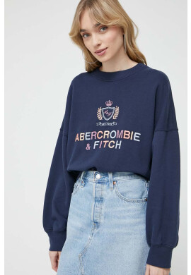 Abercrombie & Fitch Суичър в тъмносиньо с апликация - Pepit.bg