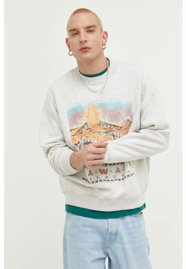 Abercrombie & Fitch Суичър в сиво с принт - Pepit.bg